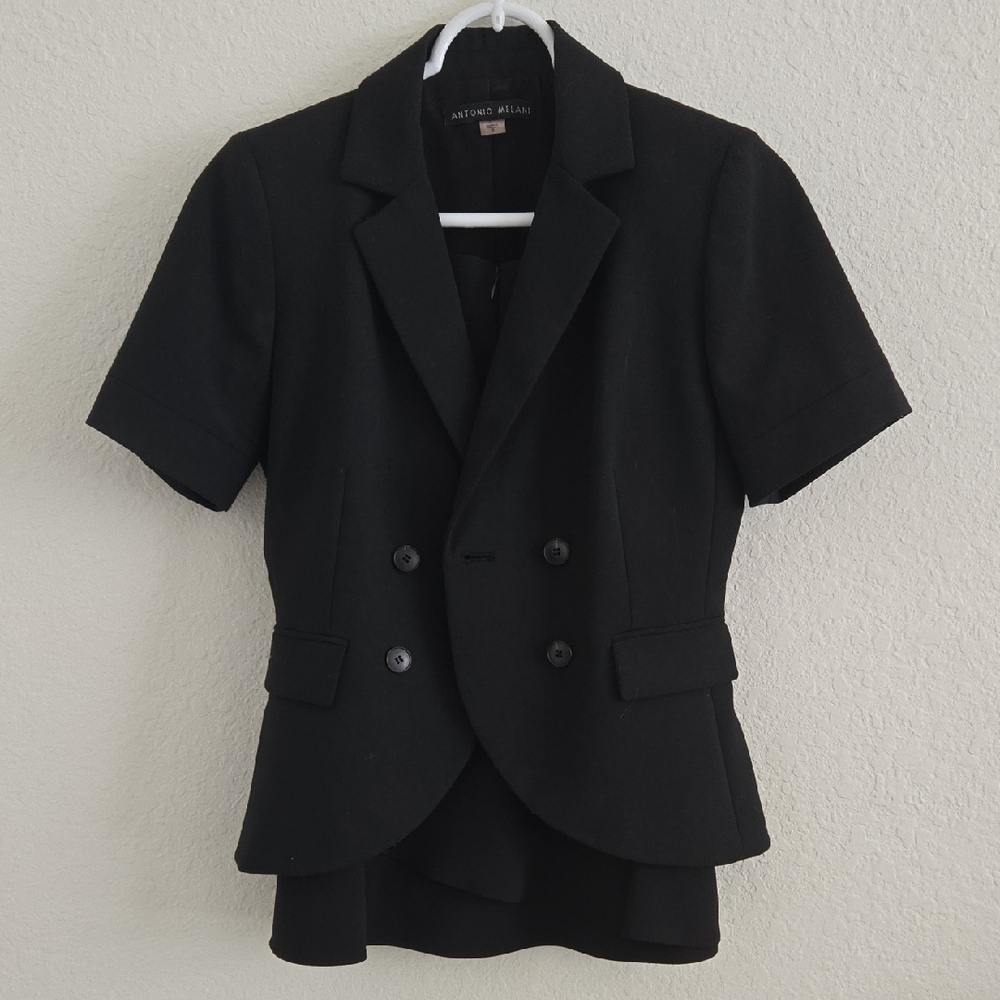 Antonio Melani Black Short Sleeve Blazer & Skirt Set